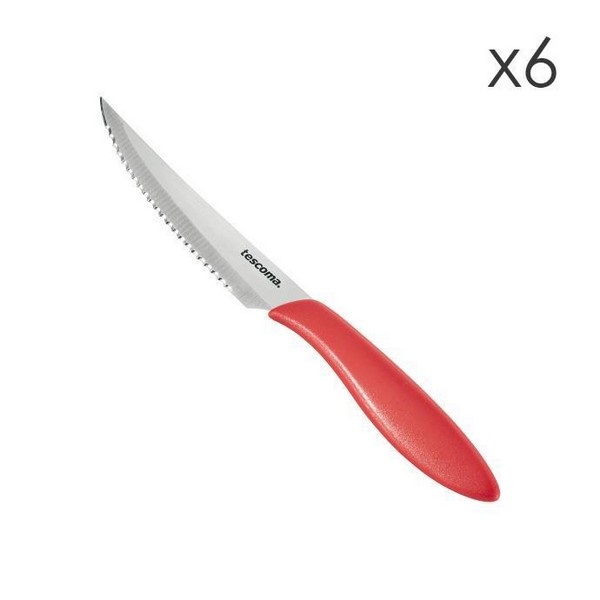 К-т ножове за стек 6 бр., Tescoma Presto, червен 12 cm